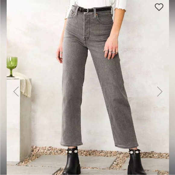 Levis Ribcage Straight Ankle Jeans Size 31 Capsule Gray Academia Preppy Grunge - Picture 13 of 13